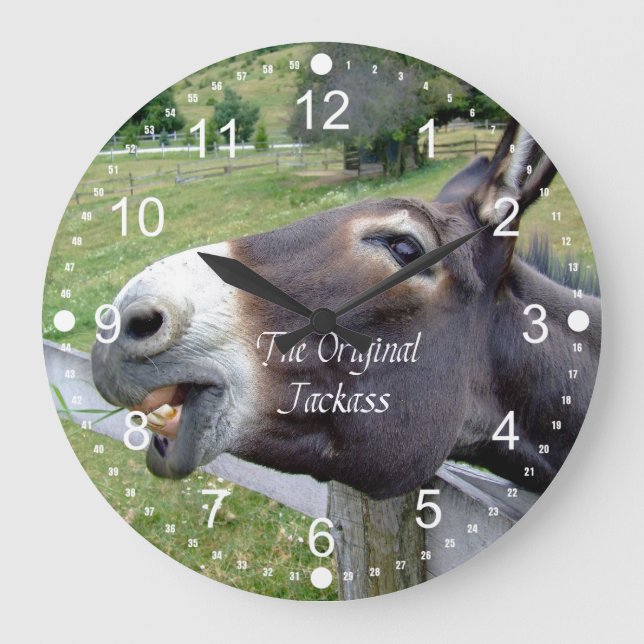 The Original Jackass Funny Donkey Mule Farm Animal Large Clock (Front)