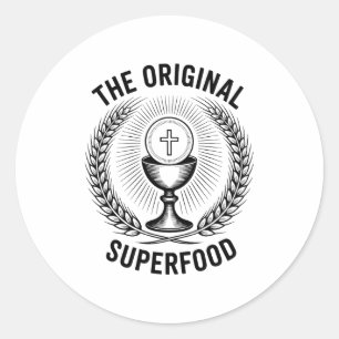 The Original Superfood Eucharist Catholic M  Classic Round Sticker