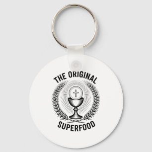 The Original Superfood Eucharist Catholic M  Keychain