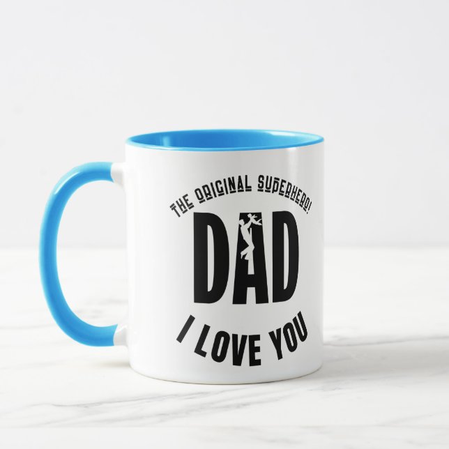 The Original Superhero: I Love Dad Mug (Left)
