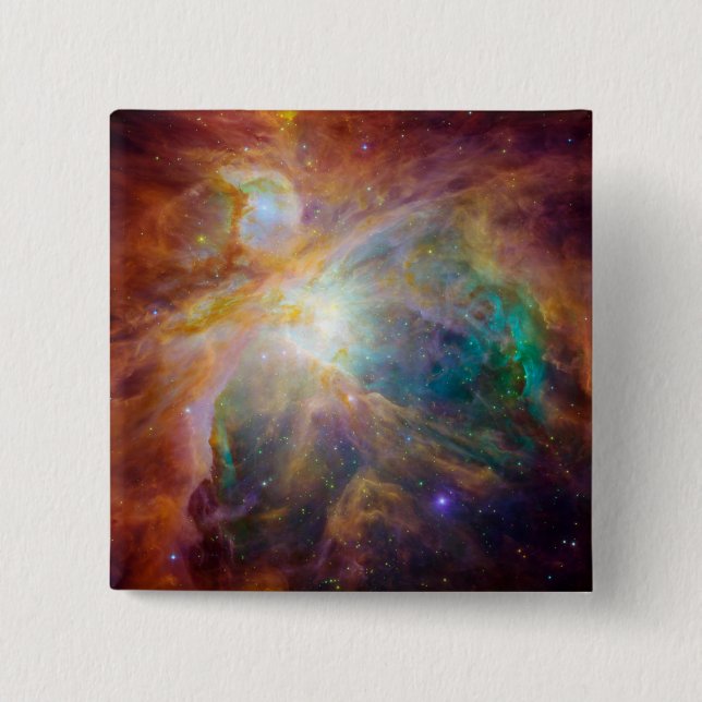The Orion Nebula 3 2 Inch Square Button (Front)