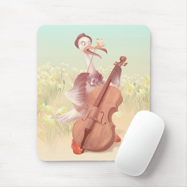 The Ostrich Playing the Cello Mouse Pad (With Mouse)
