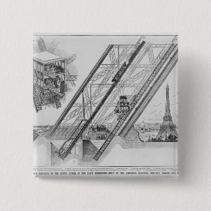 The Otis Elevator in the Eiffel Tower 2 Inch Square Button