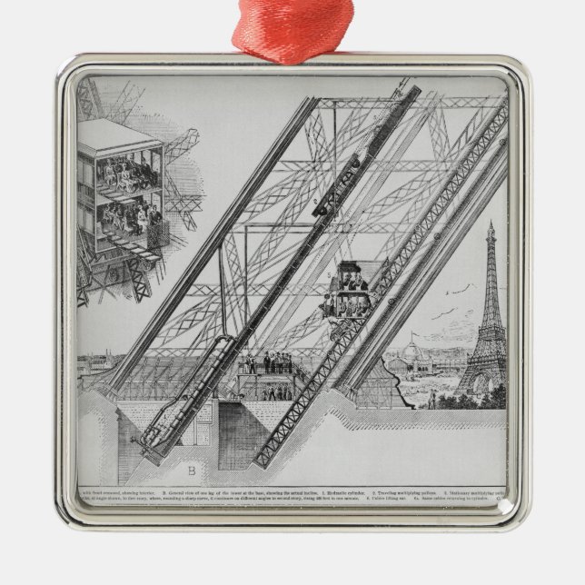 The Otis Elevator in the Eiffel Tower Metal Ornament (Front)