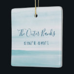 The Outer Banks Personalized Ornament<br><div class="desc">Gorgeous beach blue watercolor highlights latitude and longitude of the Outer Banks,  North Carolina.  Personalize the back with your family memories.</div>