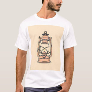 The outline of a traditional kerosene lamp, its gl T-Shirt