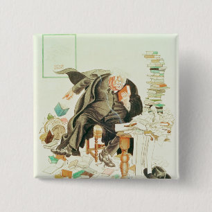 The Outline of Sanity' Satirical Cartoon 2 Inch Square Button