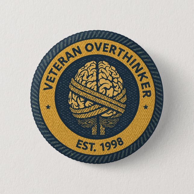 The "OVERTHINKING" Merit Badge Button (Front)