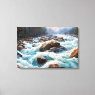 The overwhelming power of the stream overflowed  canvas print