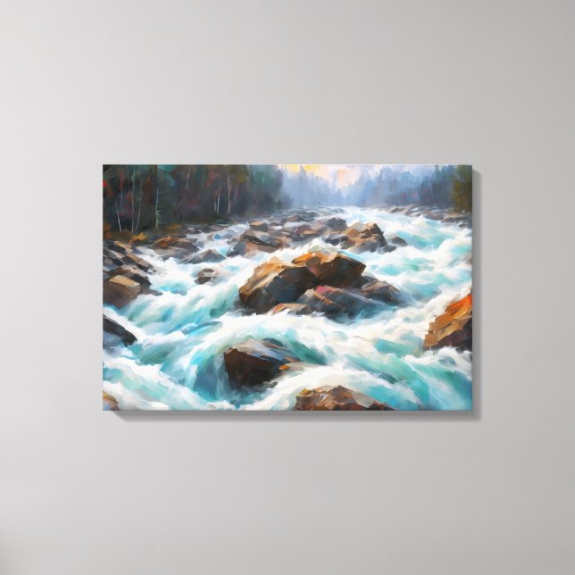 The overwhelming power of the stream overflowed  canvas print (Front)