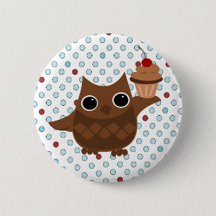 The Owl and the Cupcake 2 Inch Round Button
