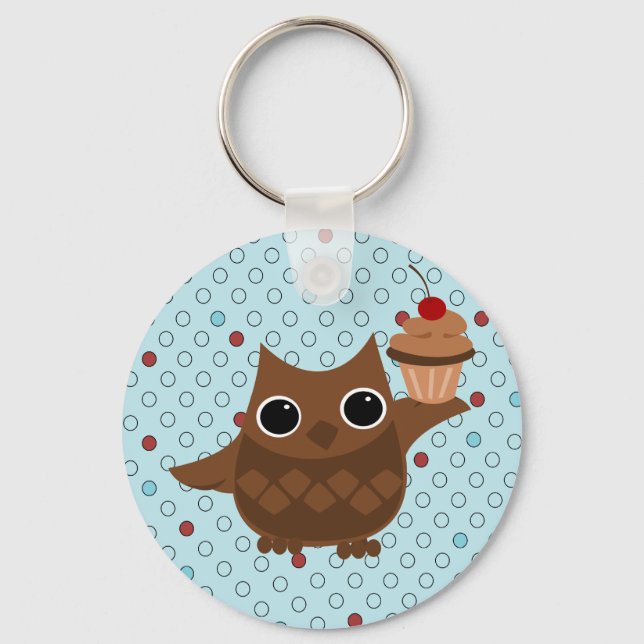 The Owl and the Cupcake Keychain (Front)