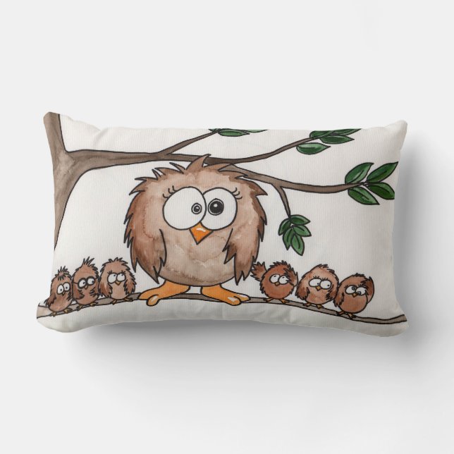 The Owl Family Lumbar Pillow (Front)