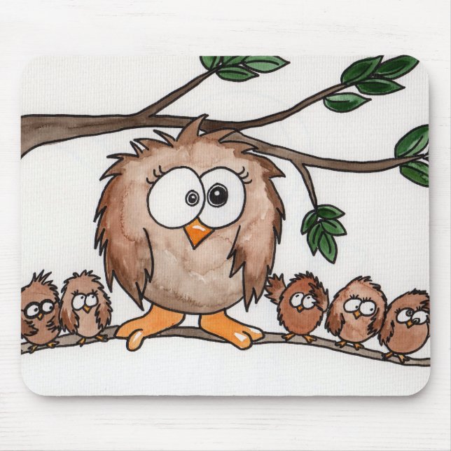 The Owl Family Mouse Pad (Front)