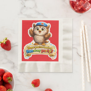 The owl, hope you're having fun red party napkins