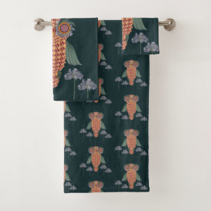 The Owl of wisdom and flowers Bath Towel Set