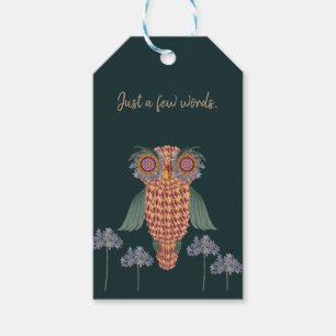 The Owl of wisdom and flowers Gift Tags