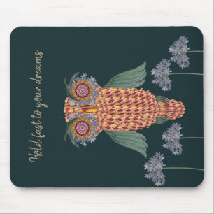 The Owl of wisdom and flowers Mouse Pad