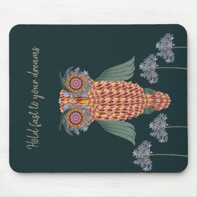 The Owl of wisdom and flowers Mouse Pad (Front)