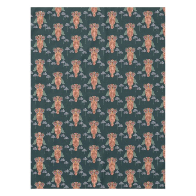 The Owl of wisdom and flowers Tablecloth (Front)