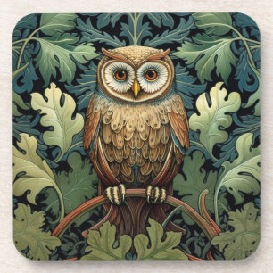 The owl on an oak tree coaster
