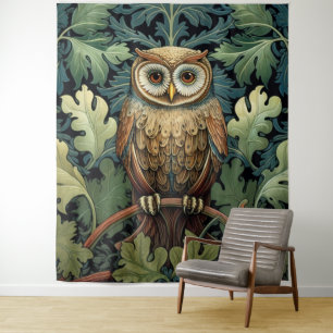 The owl on an oak tree tapestry
