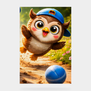 The owl playtime vibrant vertical nursery wall pos acrylic sign