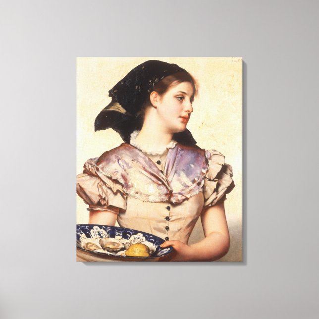 The Oyster Girl (by Karl Gussow) Canvas Print (Front)