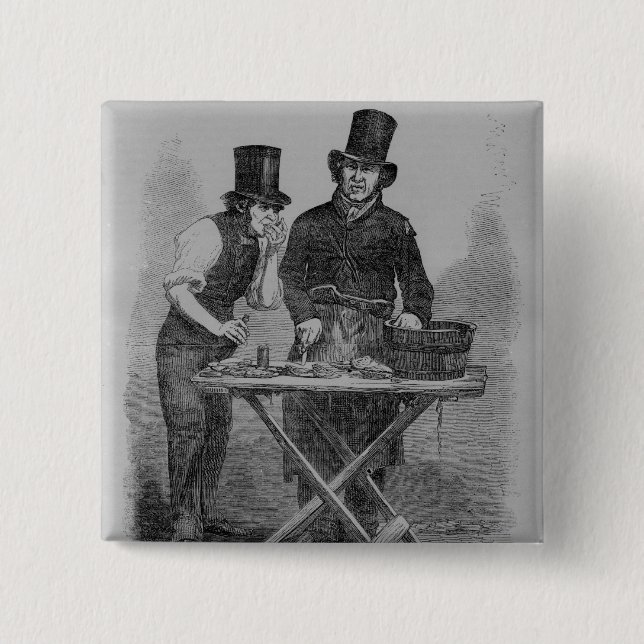 The Oyster Stall 2 Inch Square Button (Front)