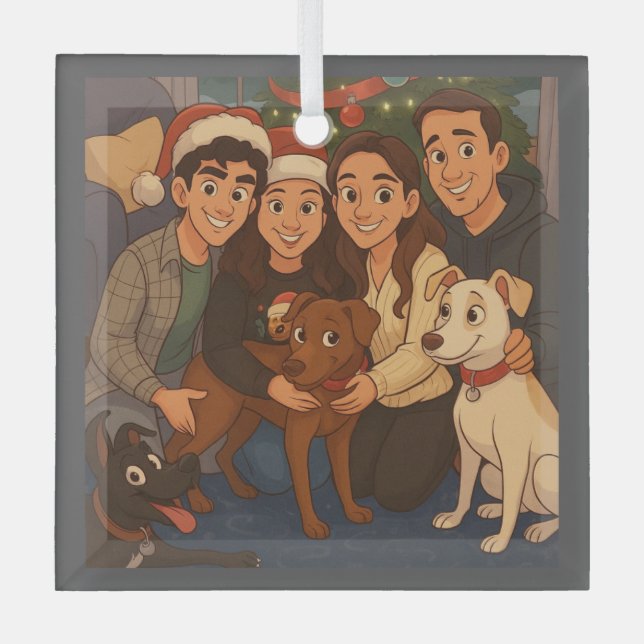 The pack at Christmas  Glass Ornament (Front)
