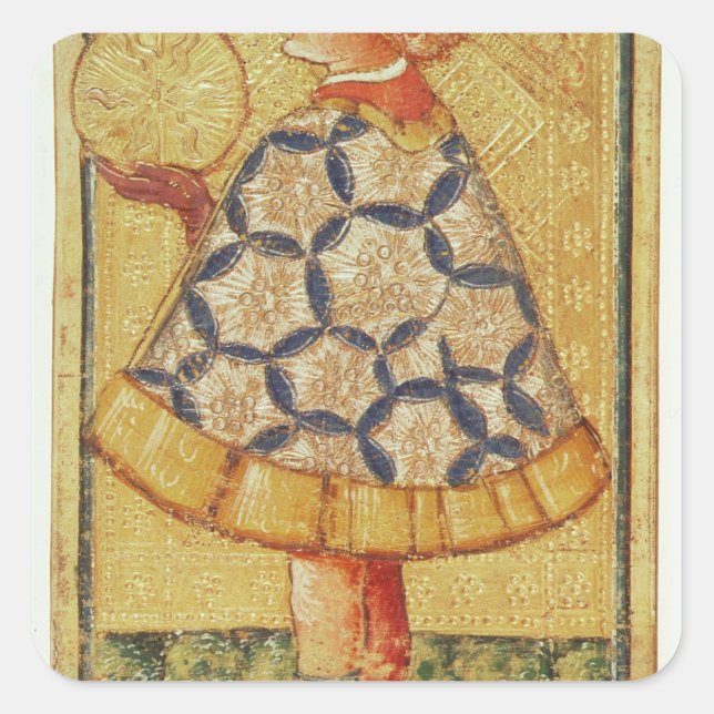The Page of Coins, from a pack of tarot cards Square Sticker (Front)