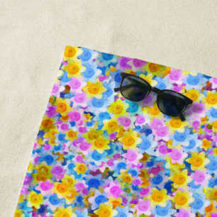 The Painted Garden: Multi-Colored Daffodils Beach Towel