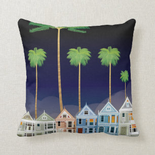 The Painted Ladies at Night San Francisco Throw Pillow