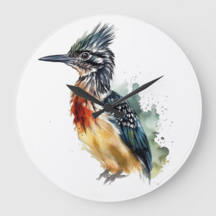 The Painted Runner, Watercolor Roadrunner Large Clock