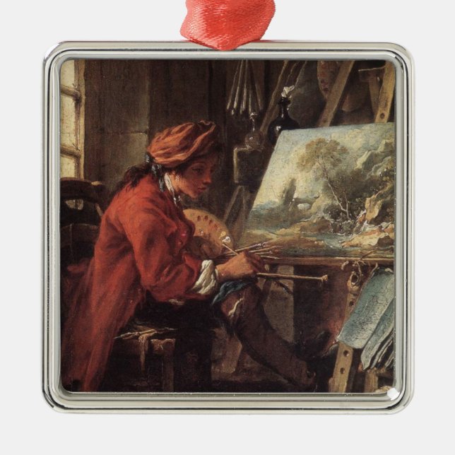 The Painter in His Studio (by François Boucher) Metal Ornament (Front)