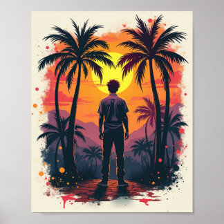 The painter was amazed by his painting poster