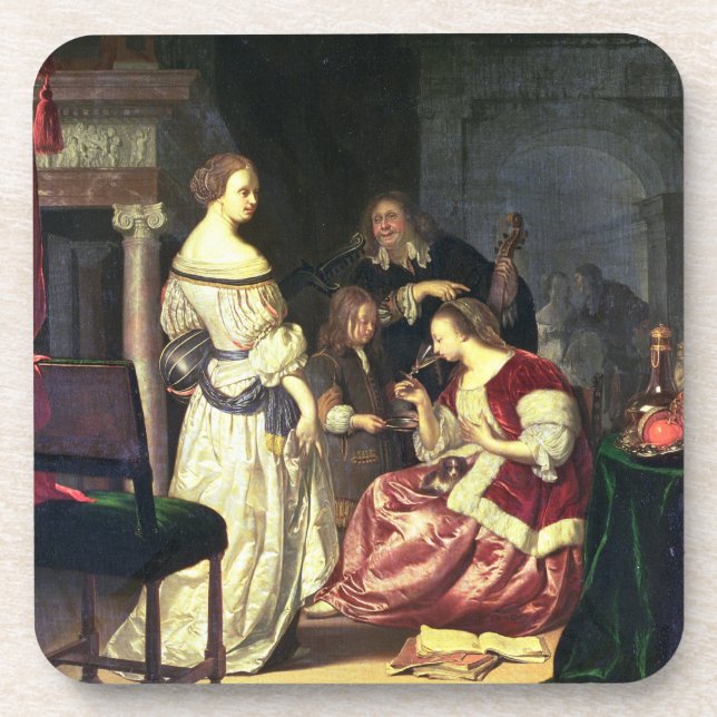 The Painter with his Family, 1675 (oil on panel) Coaster (Front)