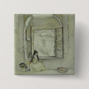 The Palace of the Generalife, from the Casa de Cha 2 Inch Square Button