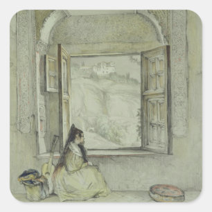 The Palace of the Generalife, from the Casa de Cha Square Sticker