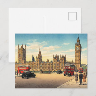 The Palace of Westminster Japanese Woodblock Print Postcard