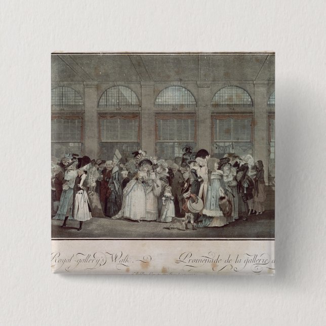 The Palais Royal Gallery's Walk, 1787 2 Inch Square Button (Front)