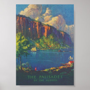 The Palisades of the Hudson Vintage Travel Poster