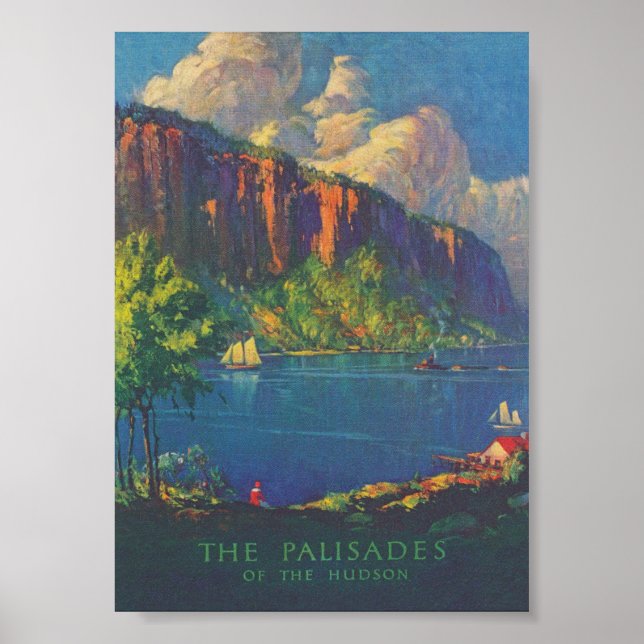 The Palisades of the Hudson Vintage Travel Poster (Front)