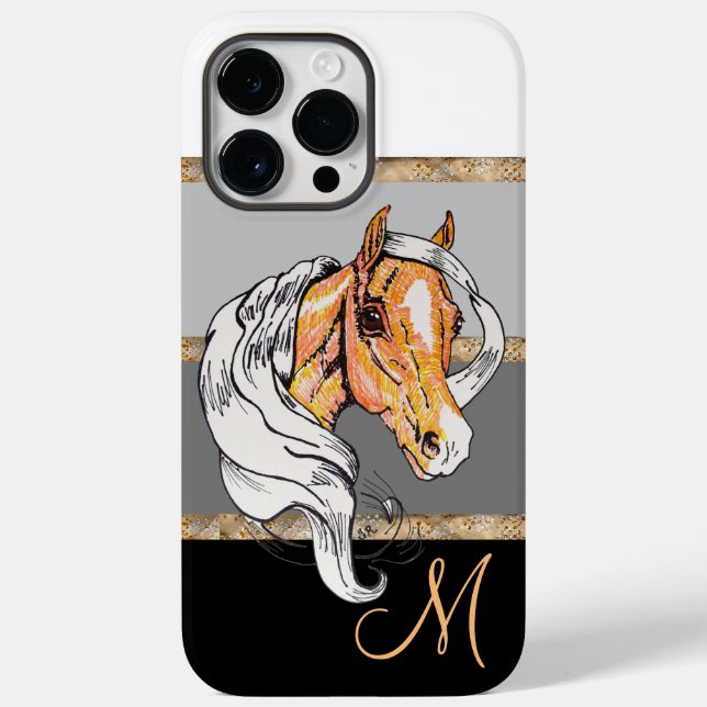 The Palomino (black gradient/gold stripes) Case-Ma Case-Mate iPhone Case (Back)