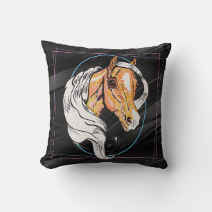 The Palomino (black swirl) Throw Pillow