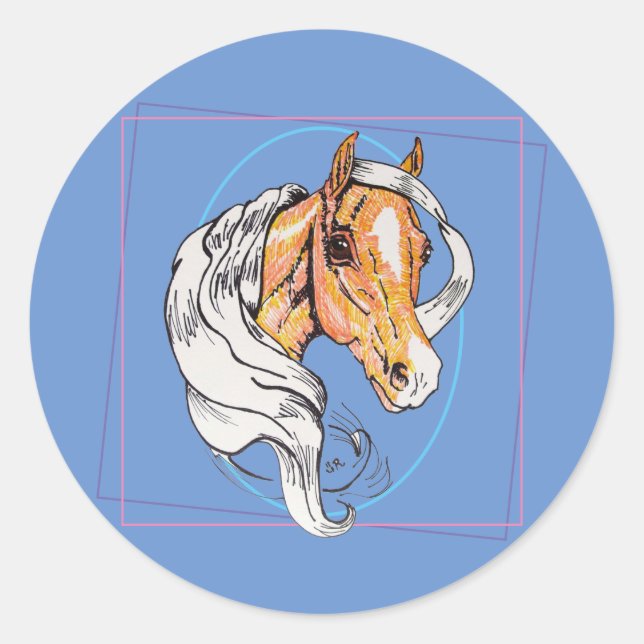 The Palomino (blue) Classic Round Sticker (Front)