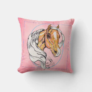 The Palomino (pink clouds) Throw Pillow