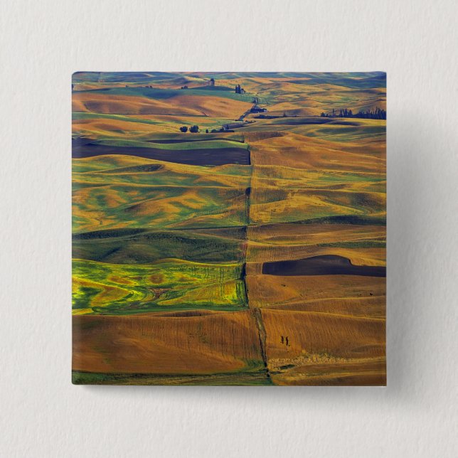 The Palouse from Steptoe Butte, Colfax, 2 Inch Square Button (Front)