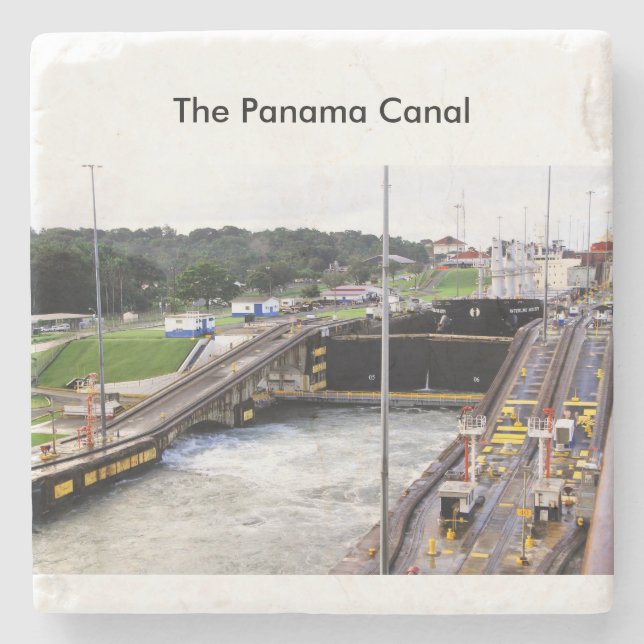 The Panama Canal, High Def Photography Stone Coaster (Front)