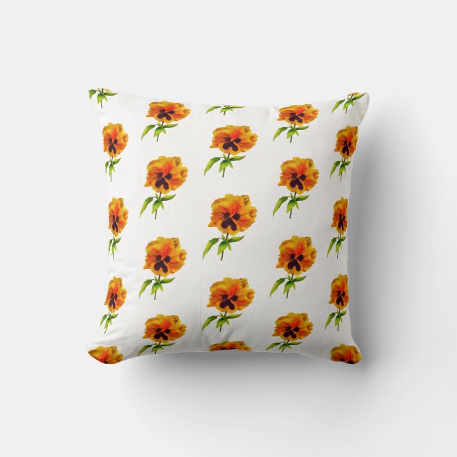 'The Pansy Party' on a Throw Pillow (II) (Front)